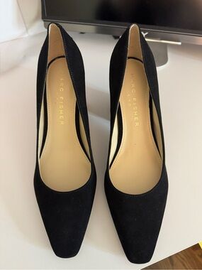 Marc Fisher Black Suede Pointed Pumps with Low Vamp